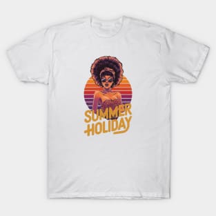 Summer Holiday 50s Retro African American Gift For Black Fifties Woman Vacation Sunglasses Headscarf 1950s Fashion T-Shirt